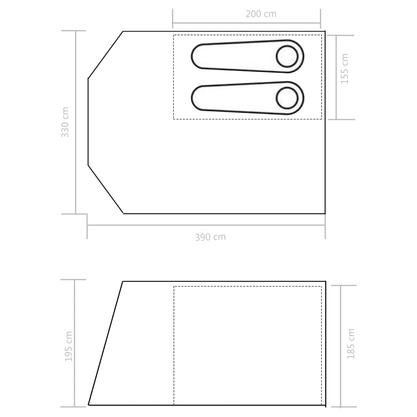 vidaXL tenda para carro Azul Marinho 390 x 330 x 195 cm Poliamida 180T