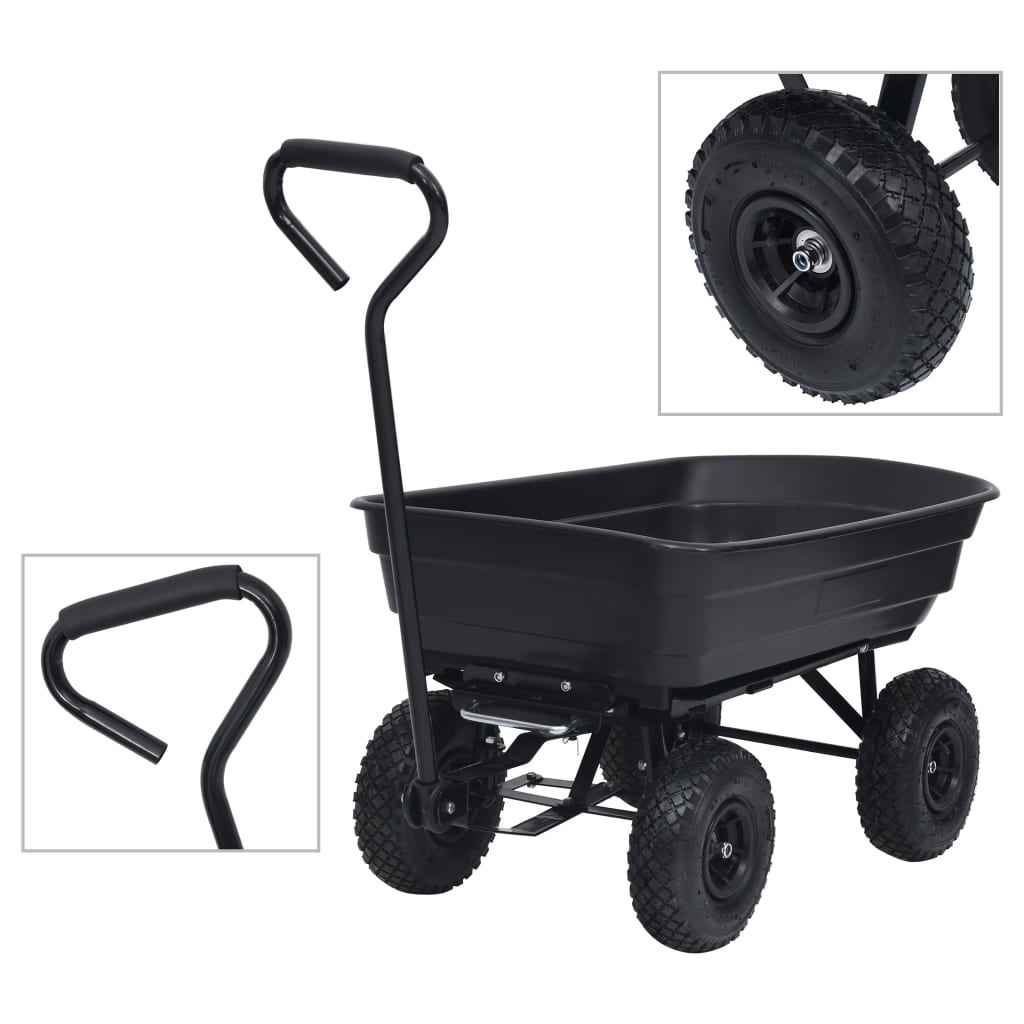 vidaXL Carrinho de mão basculante para jardim 300 kg 75 L verde
