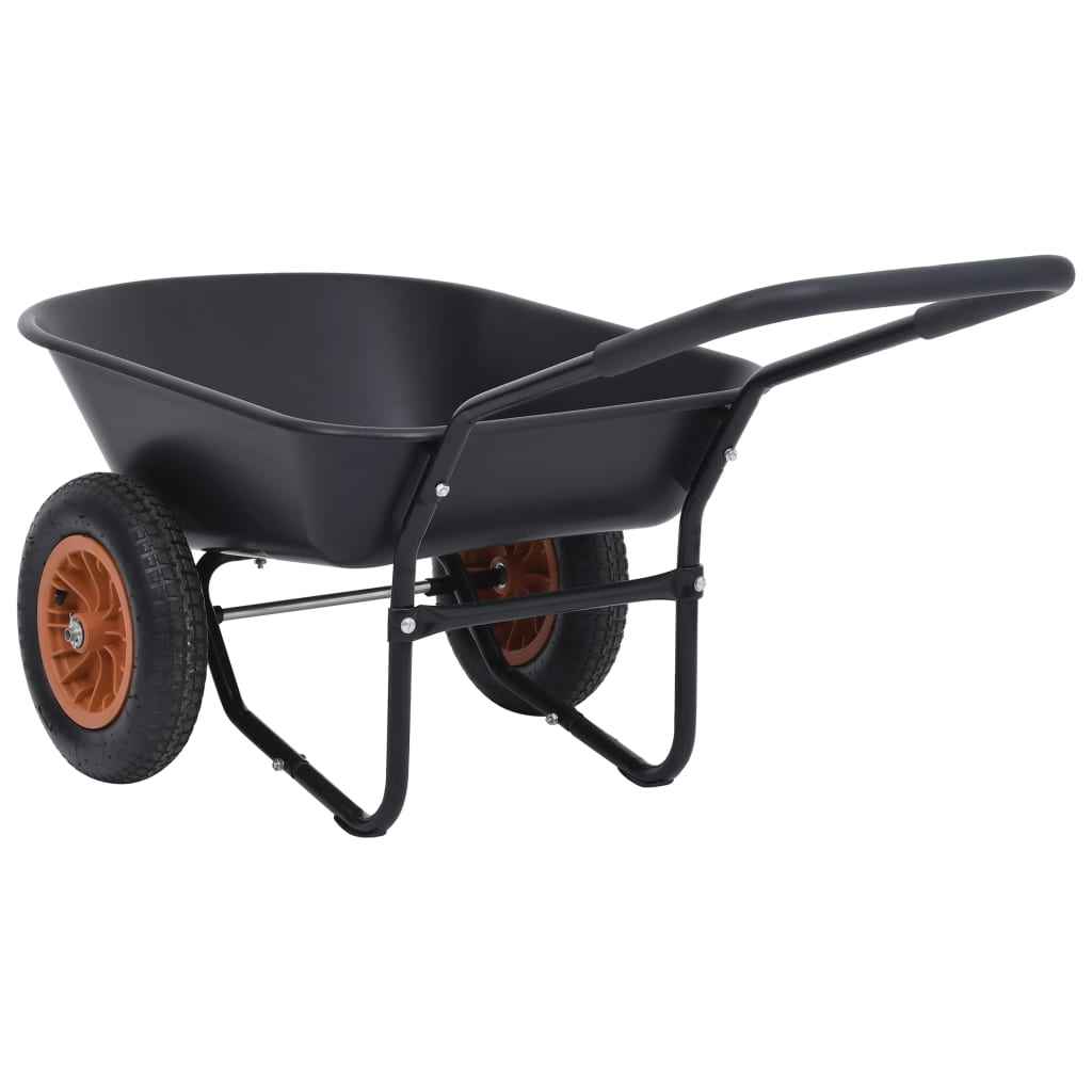 vidaXL Carrinho de mão 78 L 100 kg preto e laranja