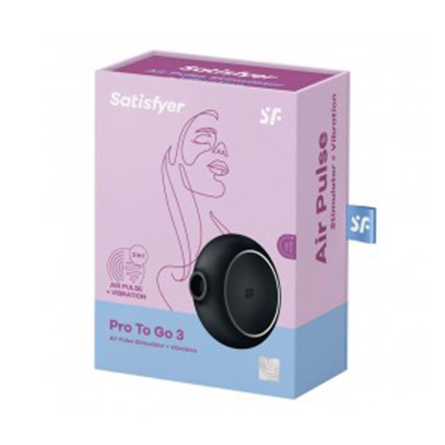 SATISFYER PRO TO GO 3 VIBRADOR Y ESTIMULADOR DE AIRE NEGRO NEGRO 1UN