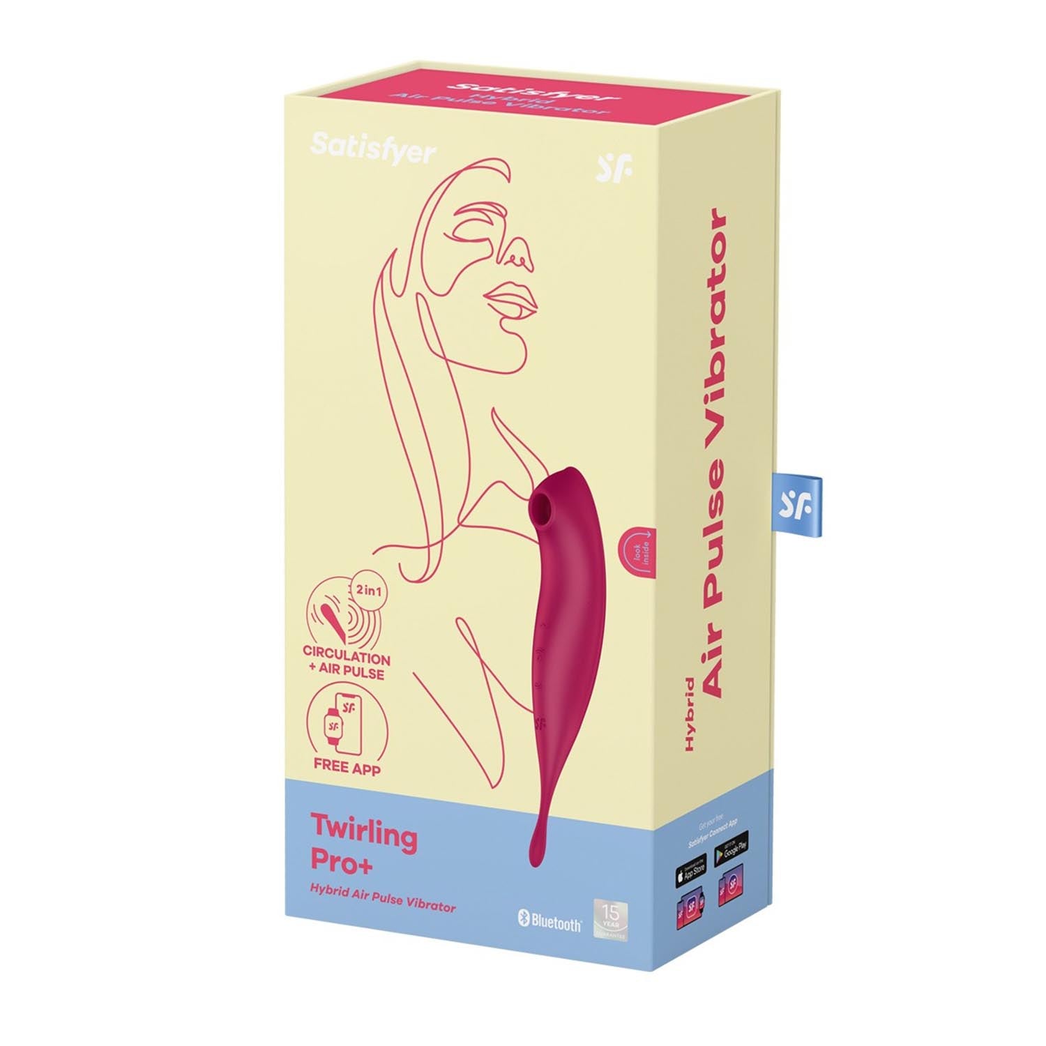 SATISFYER TWIRLING PRO+ VIBRADOR HIBRIDO DE AIRE APP ROJO OSCURO 1UN