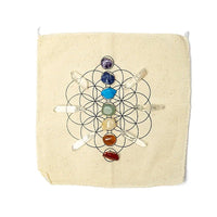Kit de cristais dos 7 chakras com grelha e pontas de quartzo