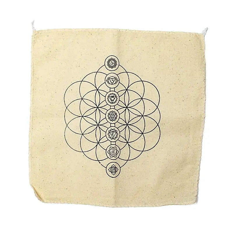 Kit de cristais dos 7 chakras com grelha e pontas de quartzo