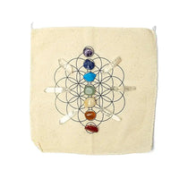 Kit de cristais dos 7 chakras com grelha e pontas de quartzo