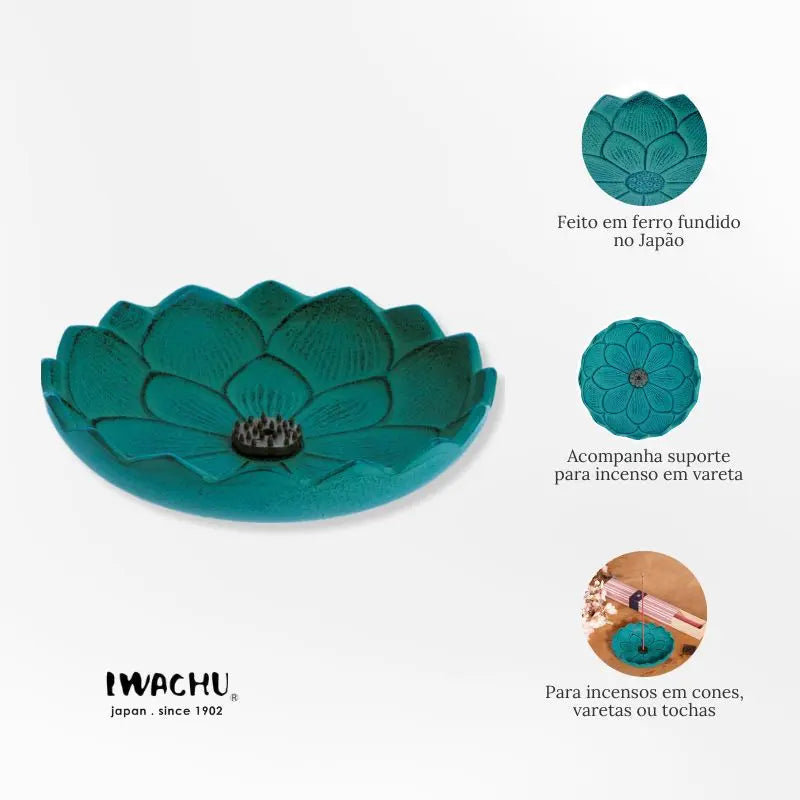 Incensário japonês em ferro fundido - Flor de lotus