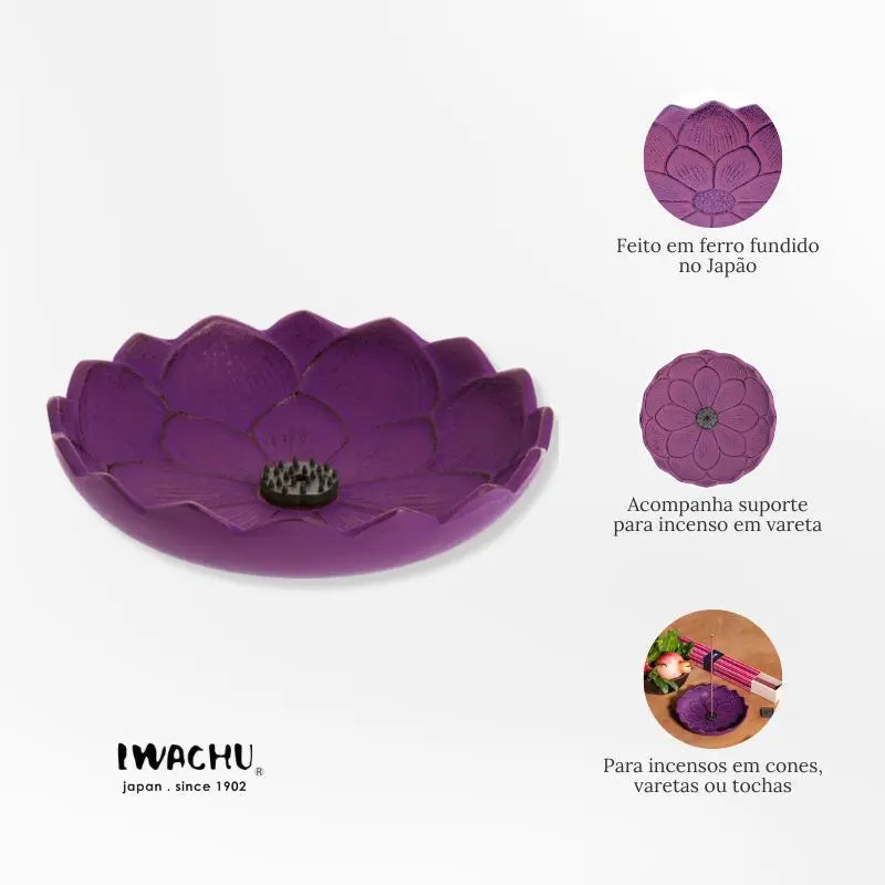 Incensário japonês em ferro fundido - Flor de lotus