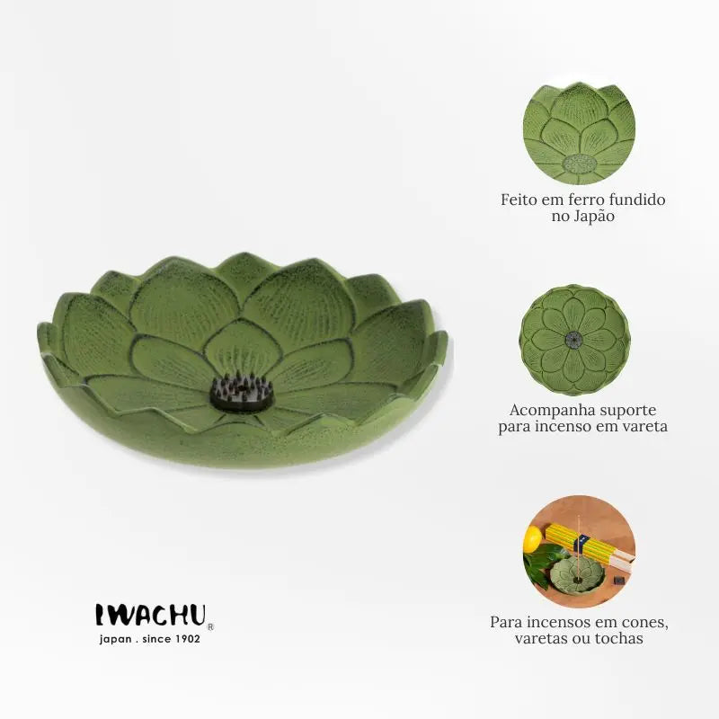 Incensário japonês em ferro fundido - Flor de lotus