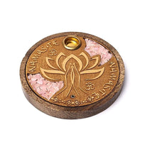 Incensário com Quartzo Rosa - Flor de lotus