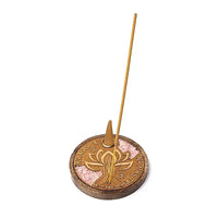 Incensário com Quartzo Rosa - Flor de lotus