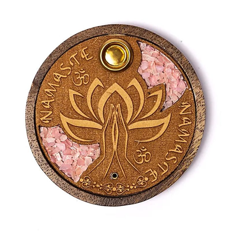 Incensário com Quartzo Rosa - Flor de lotus