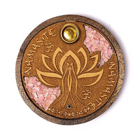 Incensário com Quartzo Rosa - Flor de lotus