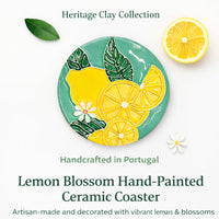 Lemon Blossom Hand-Painted Ceramic Coaster