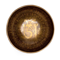 Taça tibetana Om Mani Pad Me Hum com batente em madeira