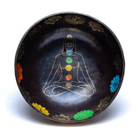 Taça tibetana dos chakras com batente em madeira