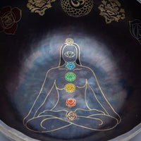 Taça tibetana dos chakras com batente em madeira