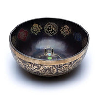 Taça tibetana dos chakras com batente em madeira