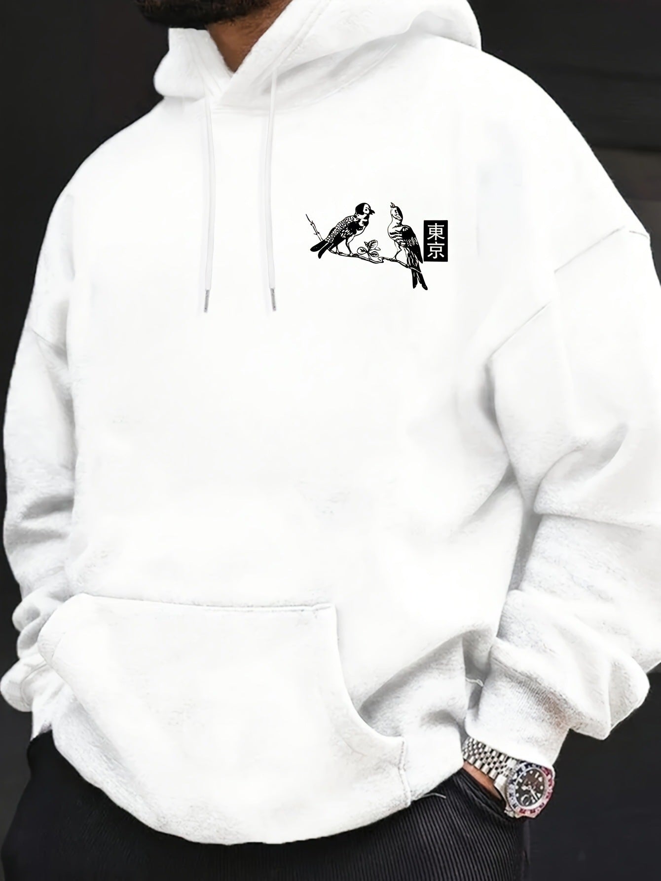 Moletão com capuz casual masculino