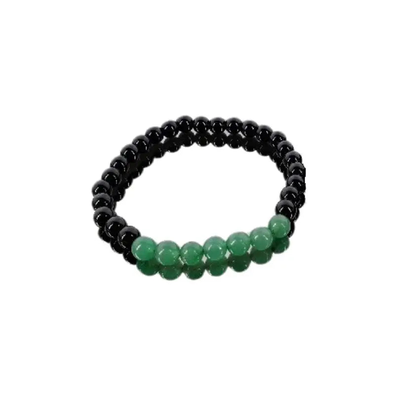 Pulseira de Obsidiana Negra com Quartzo Verde
