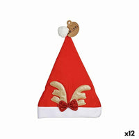 Gorro de Pai Natal Krist+ Branco Vermelho Dourado Rena 28 x 2 x 39 cm (12 Unidades)