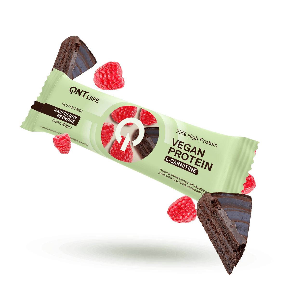 Barra Proteica Vegan c/ L-Carnitina - Brownie e Framboesa 40g