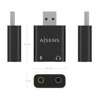 Placa de Som Aisens A106-0768 / USB Macho - 2x Jack 3,5 Fêmea