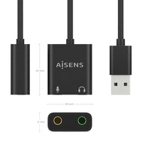 Placa de Som Aisens A106-0769 / USB Macho - 2xjack 3,5 Fêmea
