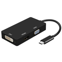 Conversor Aisens A109-0343 / USB Tipo C Macho - DVI Fêmea / VGA Fêmea / HDMI Fêmea / 15cm / Preto