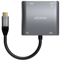 Conversor Aisens A109-0626 / Fêmea HDMI - Fêmea VGA - Macho USB Tipo C - Fêmea USB - Fêmea USB Tipo…