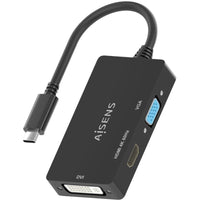 Aisens A109-0954 Conversor HDMI A109-0954 / USB Tipo C Macho - DVI / HDMI / VGA Fêmea / 15cm / Preto