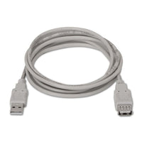 Cabo de Extensão USB 2.0 Aisens A101-0014 / USB Macho - USB Fêmea / Até 2,5w / 60mbps / 3m / Bege