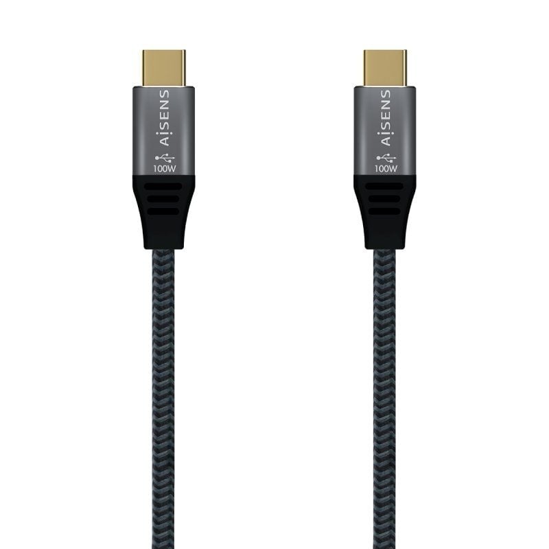 Cabo USB 3.2 Tipo C Aisens A107-0634 20GBPS 5A 100W / USB Tipo C Macho - USB Tipo C Macho / Até 100…