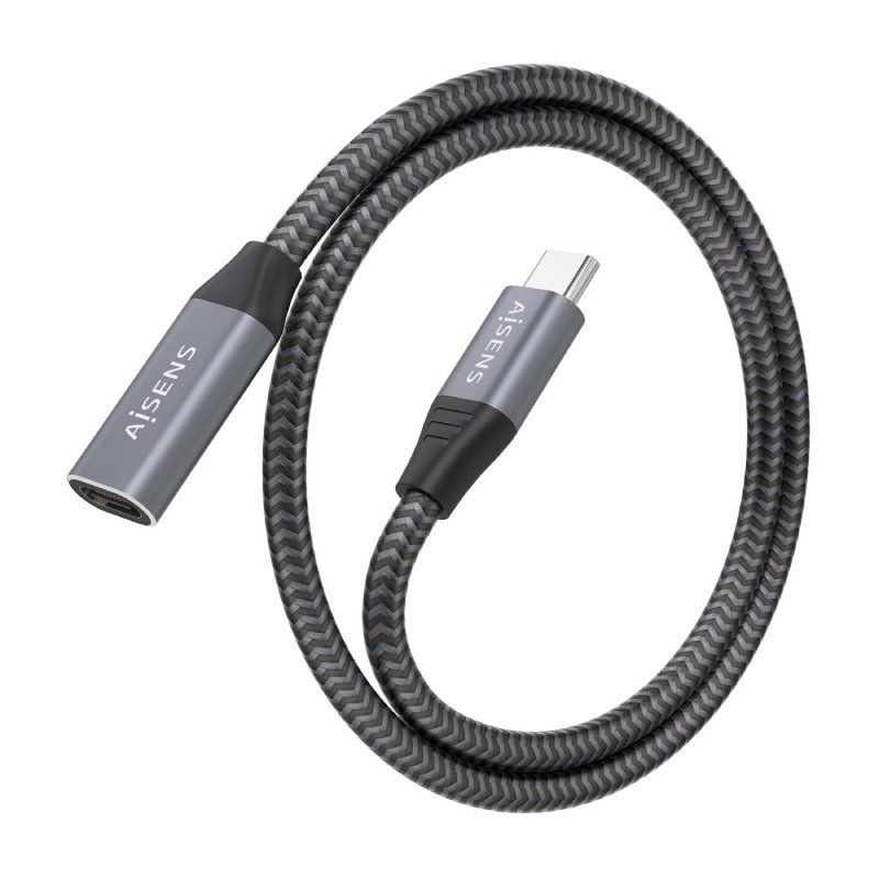 Cabo de Extensão USB 3.2 Aisens A107-0760 / Macho USB Tipo C - Fêmea USB Tipo C / Até 100W / 20gbps…
