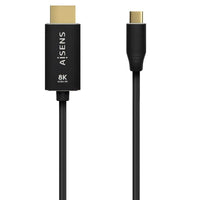 Cabo Conversor Aisens A109-0712 / USB Tipo C Macho - HDMI 8K Macho / Até 27W / 6000mbps / 2m / Preto