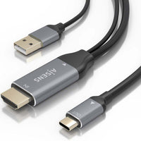 Cabo Conversor Aisens A109-0871 / Macho HDMI / Macho USB - Macho USB Tipo C / 1,8 M / Preto