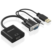 Cabo Conversor Aisens A115-0872 SVGA Macho - USB Macho / Jack Macho - HDMI Fêmea / 20cm / Preto
