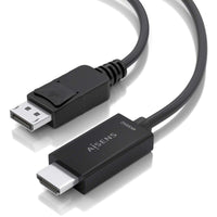 Cabo Conversor Aisens A125-0893 / Macho Displayport - Macho HDMI 4K / 1,5 M / Preto