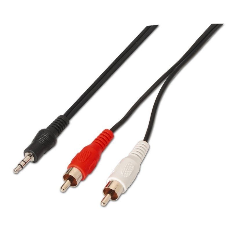 Cabo Estéreo A128-0148 da Aisens / Jack 3.5 Macho - 2x RCA Macho / Até 0.1w / 3m / Preto