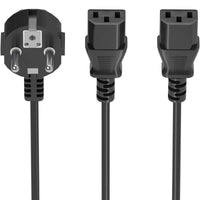 Cabo de Alimentação da CPU Aisens A132-0864 / CEE7 Macho - 2x C13 Fêmea / 1,8m / Preto