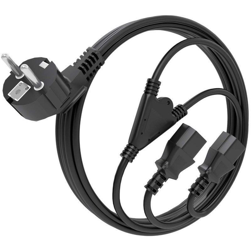 Cabo de Alimentação da CPU Aisens A132-0864 / CEE7 Macho - 2x C13 Fêmea / 1,8m / Preto