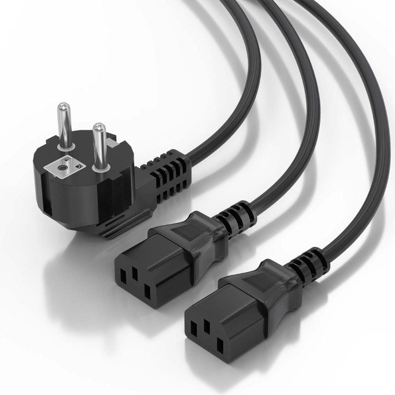 Cabo de Alimentação da CPU Aisens A132-0864 / CEE7 Macho - 2x C13 Fêmea / 1,8m / Preto