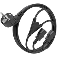 Cabo de Alimentação da CPU Aisens A132-0865 / CEE7 Macho - 2x C13 Fêmea / 3m / Preto