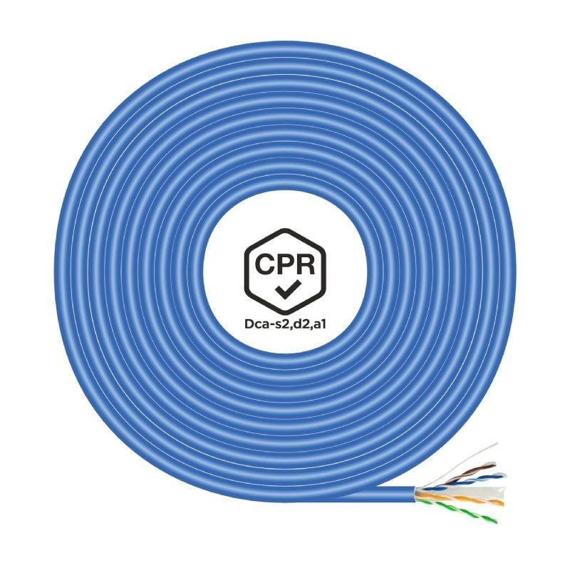 Bobina de Cabo RJ45 UTP AWG24 LSZH CPR CPR Dca Aisens A135-0663 Cat.6 / 305m / Azul