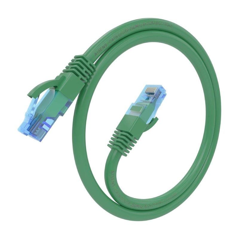Cabo de Rede RJ45 AWG26 CCA UTP Cabo de Rede Aisens A135-0805 Cat.6 / 25cm / Verde