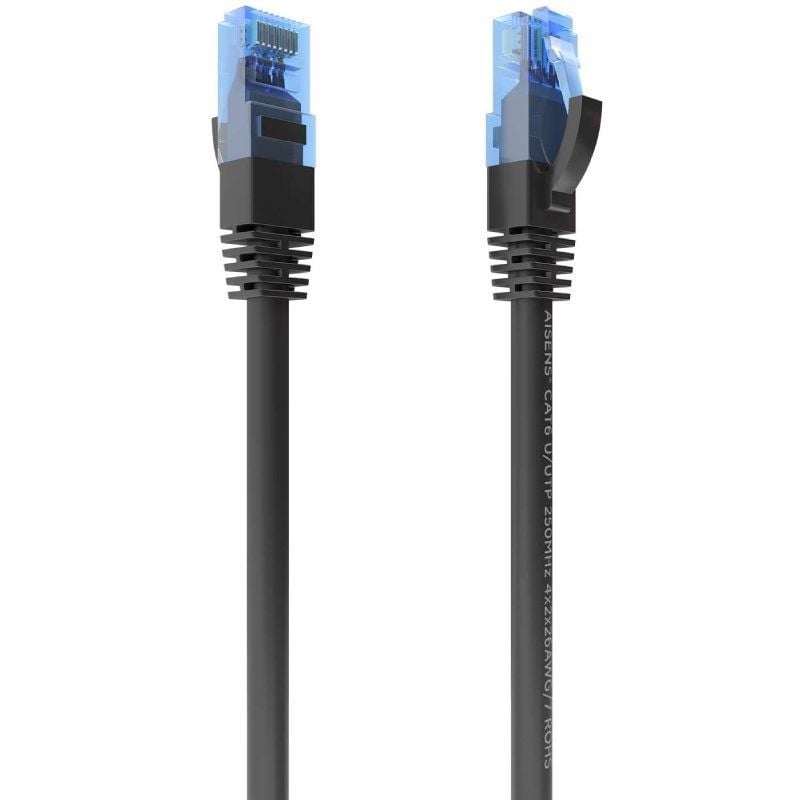 Cabo de Rede RJ45 AWG26 CCA UTP Cabo de Rede Aisens A135-0839 Cat.6 / 25cm / Preto