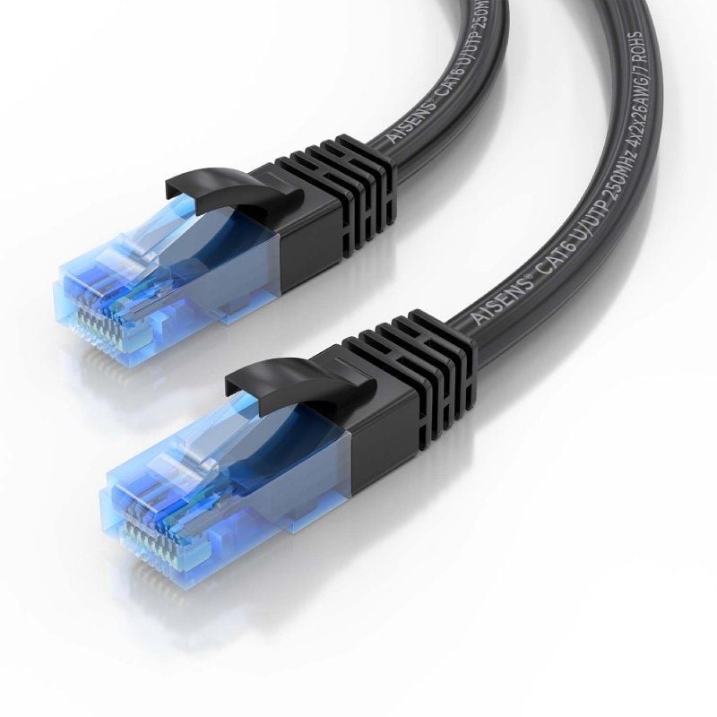 Cabo de Rede RJ45 AWG26 CCA UTP Cabo de Rede Aisens A135-0843 Cat.6 / 1m / Preto