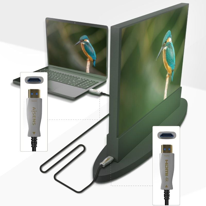 Cabo HDMI 2.0 AOC 4K Aisens A148-0698 / Macho HDMI - Macho HDMI / 100m / Preto