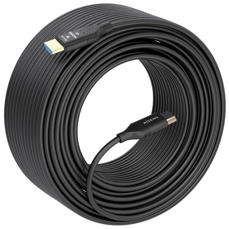 Cabo HDMI 2.0 AOC 4K Aisens A148-0930 / Macho HDMI - Macho HDMI / 20m / Preto