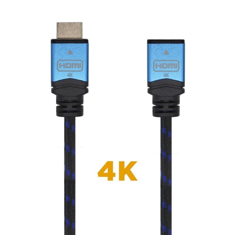 Cabo de Extensão HDMI Aisens A120-0452 / Macho HDMI - Fêmea HDMI / 1m / Preto / Azul