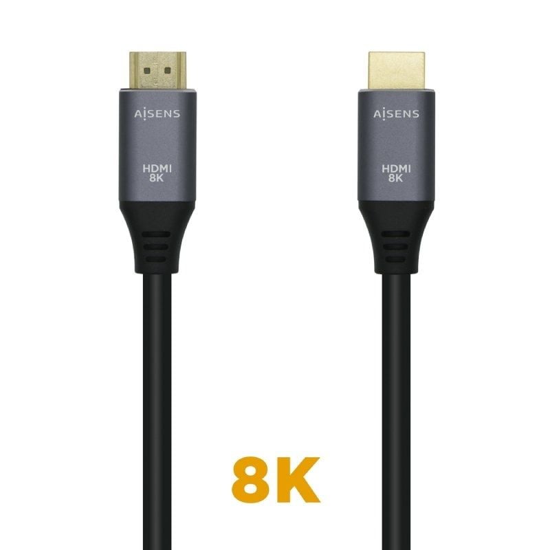Aisens A150-0425 Cabo HDMI 2.1 8K HDMI / Macho HDMI - Macho HDMI / 50cm / Cinzento Preto