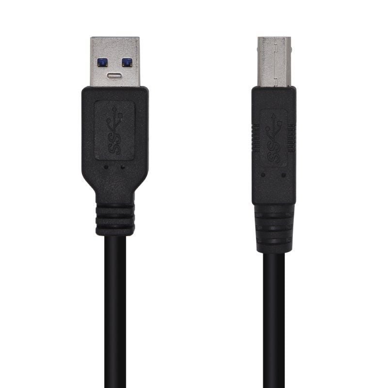 Cabo USB 3.0 para Impressora Aisens A105-0445 / USB Tipo B Macho - USB Macho / 3m / Preto